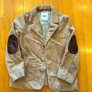 Moschino Bambino Boys Courderoy Blazer With Leather Trim Size 2A/2T